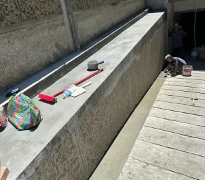 裕農路社區大樓車道外牆防水修繕後